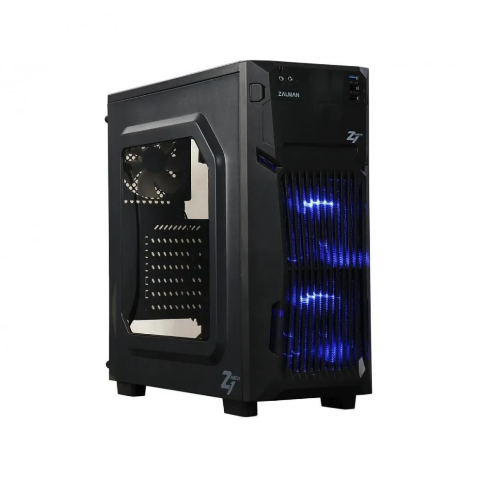 ZALMAN Z1 NEO, ATX, BLACK, WINDOW, 2x5.25", 4x3.5", 5x2.5", 2xUSB2.0, 1xUSB3.0, FRONT 2x120mm, REAR 1x120mm