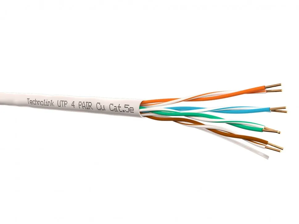 Кабель Technolink UTP4 cat.5е, одножильный, 305м, Cu, серый