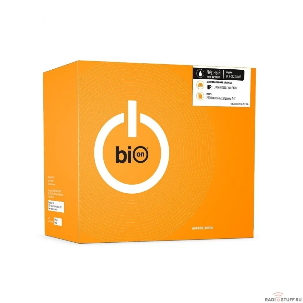 Bion CE278A Картридж для HP laser Pro P1560/1566/1600/1606 (2100  стр.), Черный, белая коробка