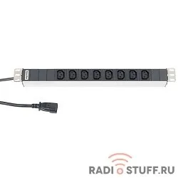 Блок розеток 19", горизонтальный, 8 C13, 10A, шнур 2.5м, Hyperline