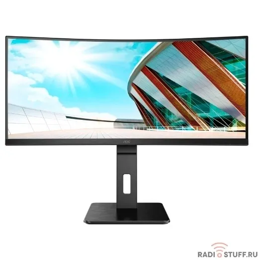 LCD AOC 34" CU34P2A {VA Curved 1500R 3440x1440@100Hz 21:9 1ms 2xHDMI DisplayPort 4xUSB3.0 3000:1 178/178 300cd Speakers HAS Tilt Swivel Black-Red}