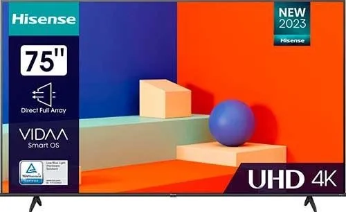 Телевизор HISENSE 75" 4K/UHD 3840x2160 TV Bluetooth Wi-Fi Direct черный 75A6K