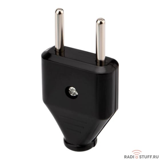 REXANT 11-8947 Вилка прямая без з/к 10А плоская черная 