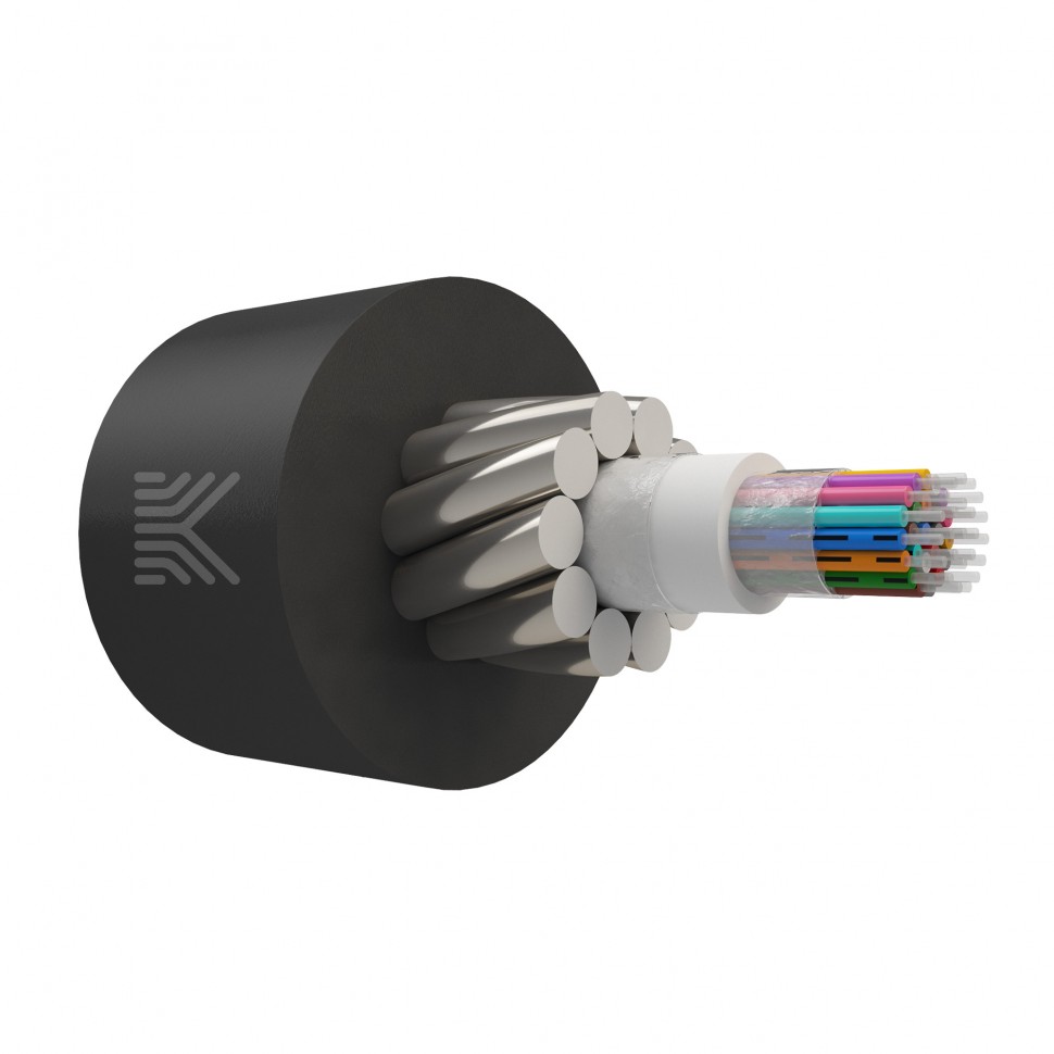 Кабель КОС-ОКБ-8хG.652.D-Т8кН оптический в грунт с ЦТ, бронированный стальной проволокой, G.652.D, 8 волокон, 8кН